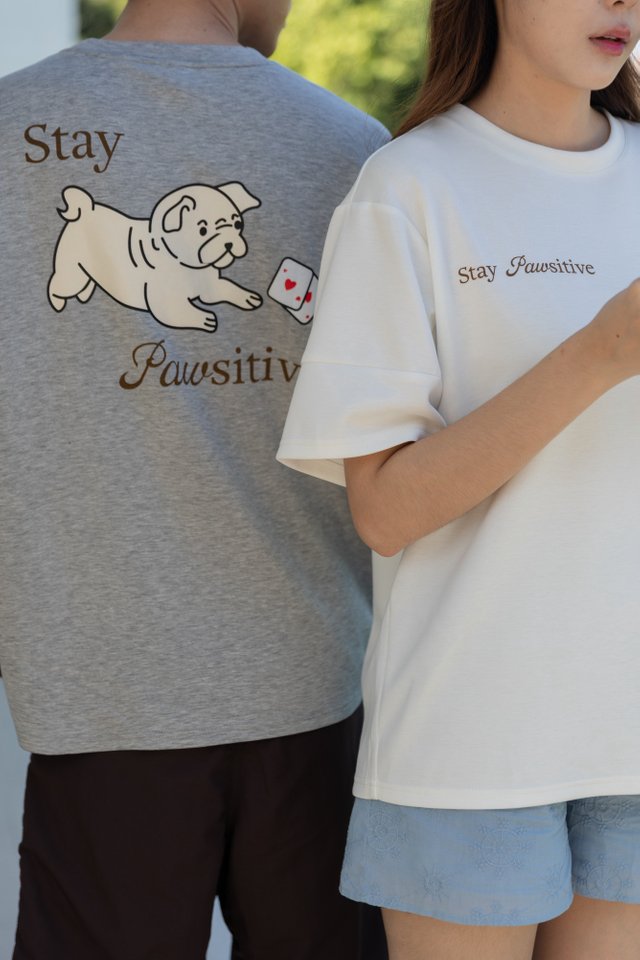*Preorder - 6/7 Feb* ACW Stay Pawsitive Oversized Unisex Tee in White