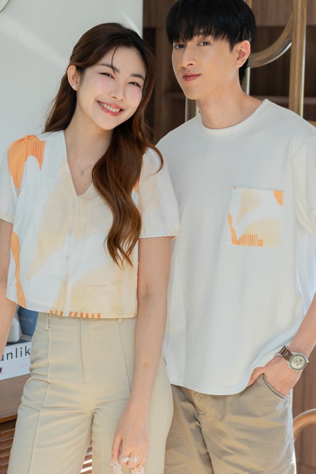 *Preorder - 31 Jan* ACW Mandarin Orange Button Panel Puff Sleeve Blouse