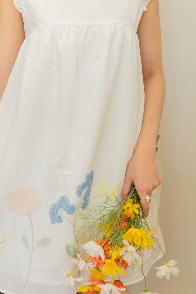 ACW Pastel Field Garden Square Neck Babydoll Mini Dress