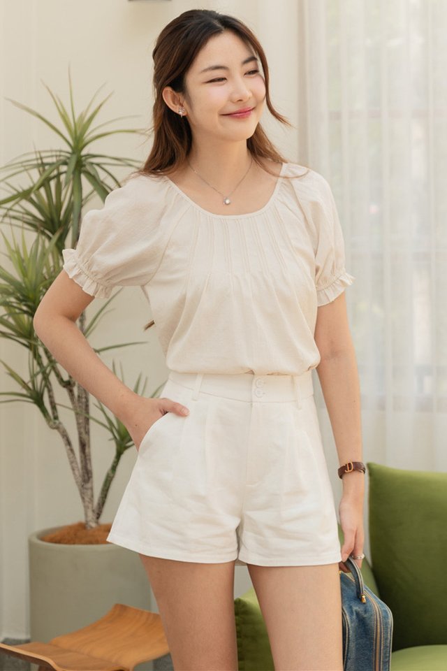 ACW Duo Button Straight Cut Shorts in White