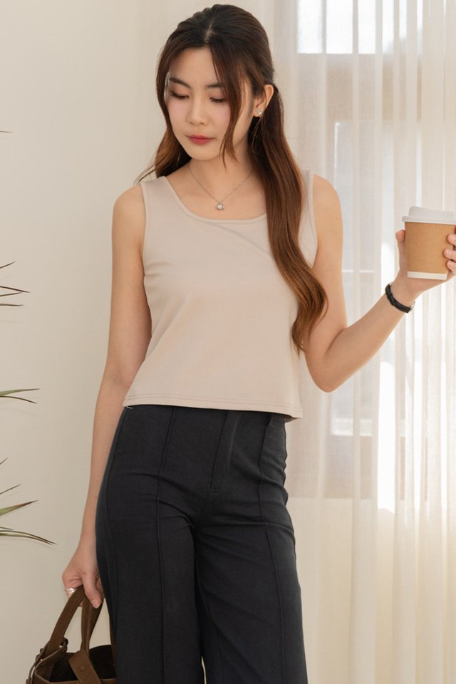 ACW Square Neck Classic Everyday Knit Top in Bone