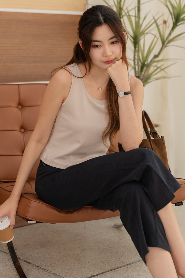 ACW Square Neck Classic Everyday Knit Top in Bone