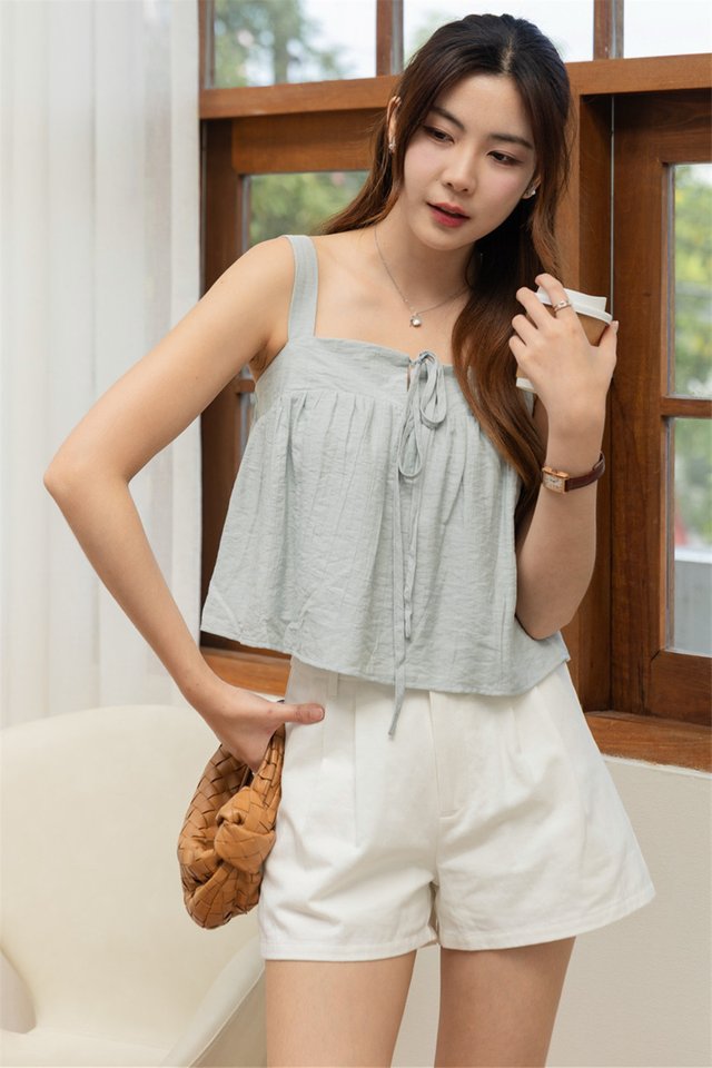 ACW Tie Front Thick Strap Swing Top in Sky