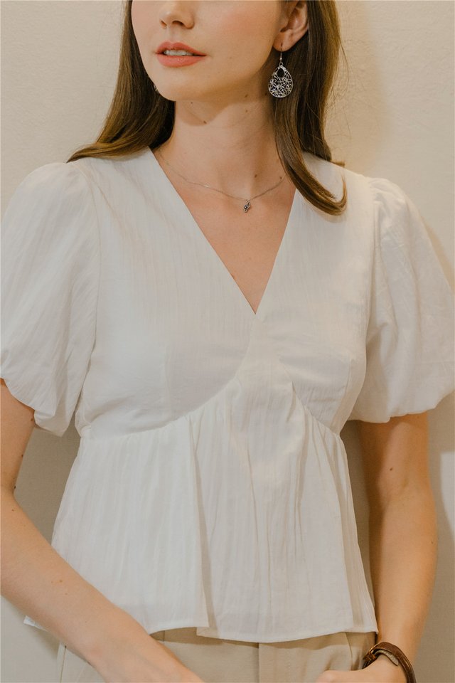 *Preorder* ACW Cloud Puff Sleeve Babydoll Top in White