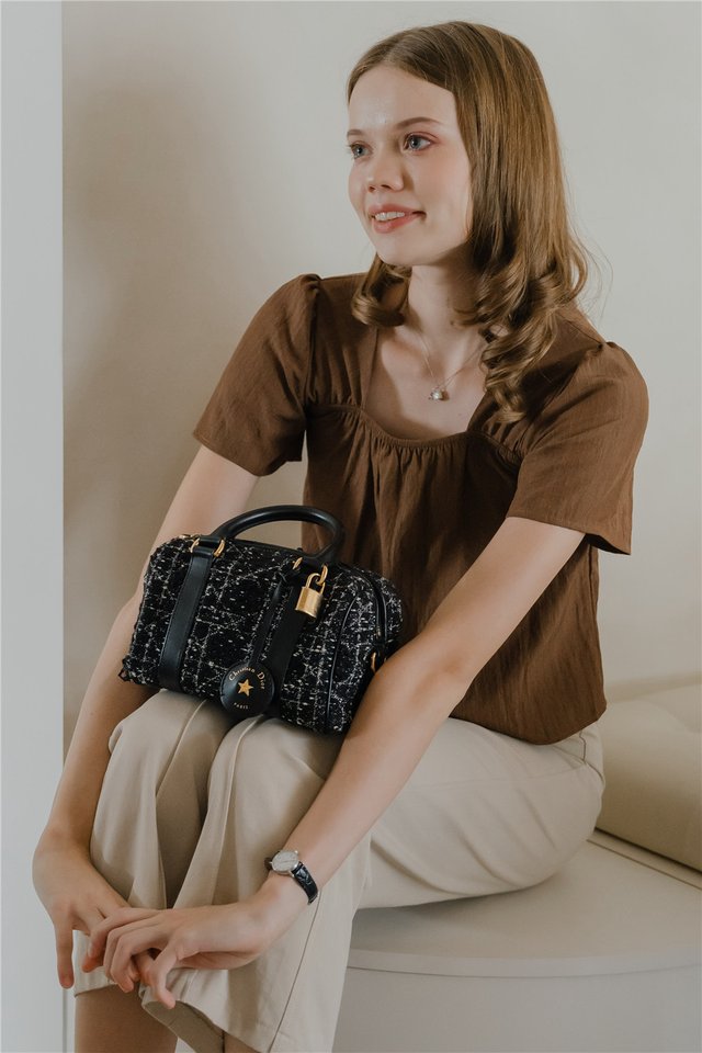 *Preorder* ACW Square Neck Cap Sleeve Blouse in Cocoa
