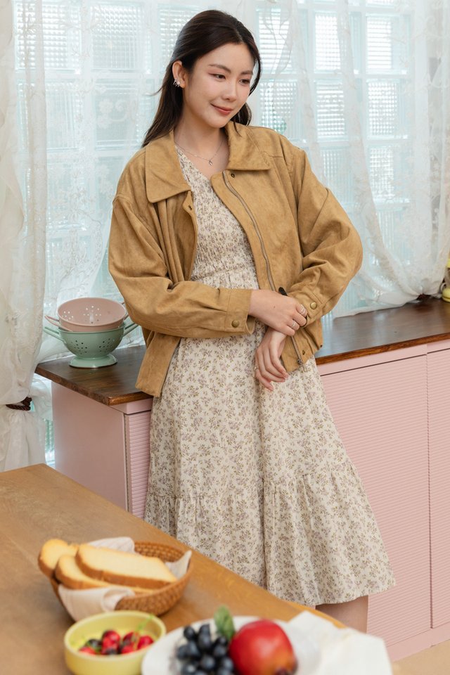 *Backorder* ACW Oversized Suede Jacket in Khaki Sand