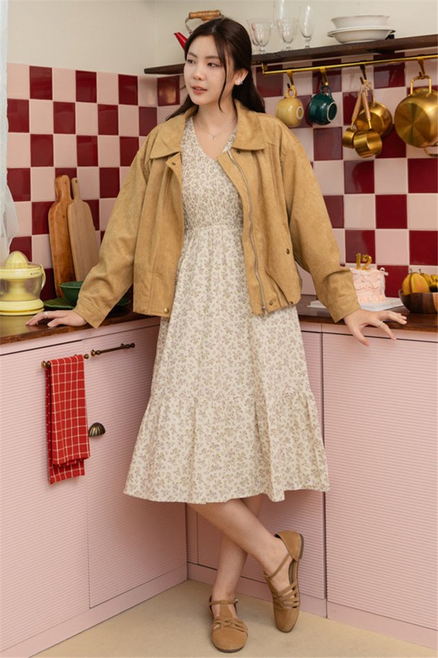 *Backorder* ACW Oversized Suede Jacket in Khaki Sand