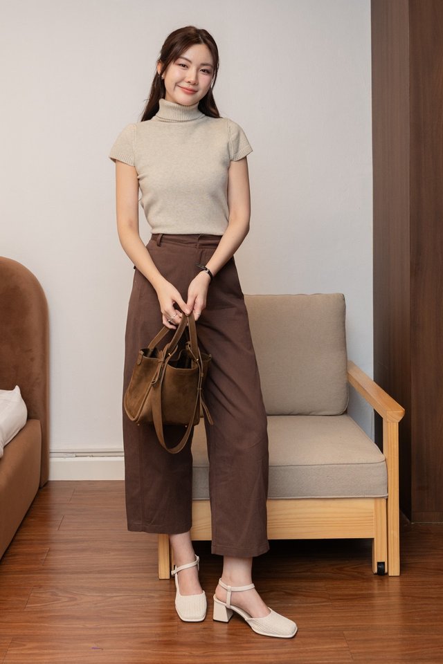 ACW High Neck Basic Knit Top in Oat