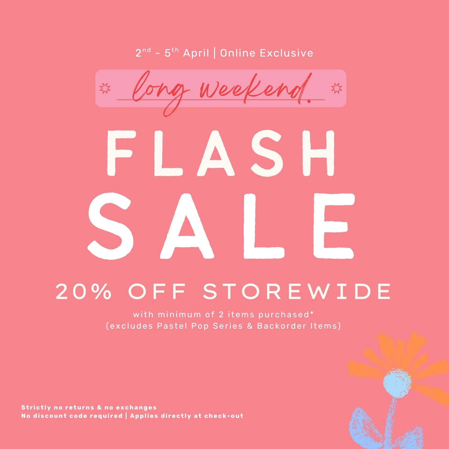 20% OFF LONG WEEKEND