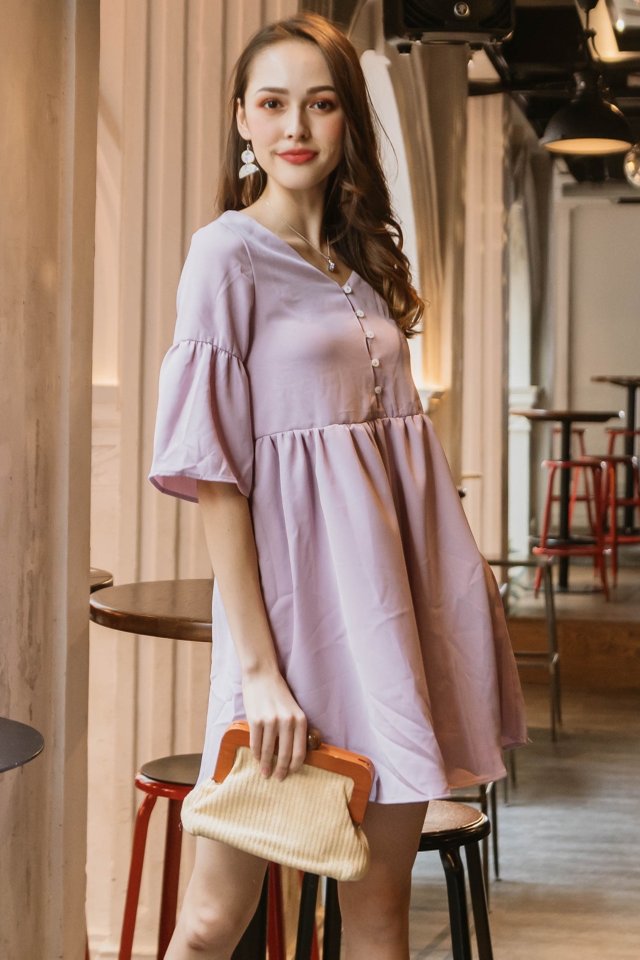 ACW Bell Sleeve Babydoll Dress in Lavender 