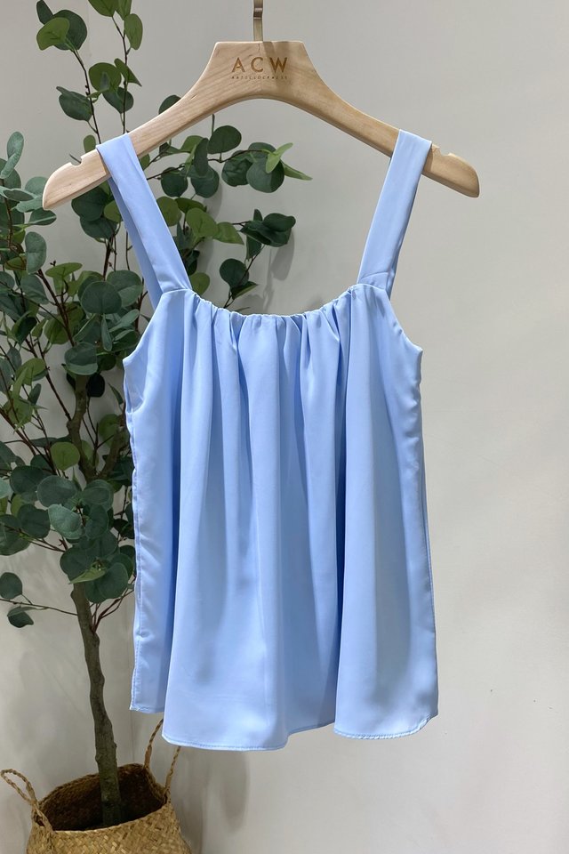 ACW Ruched Pleated Swing Top in Powder Blue