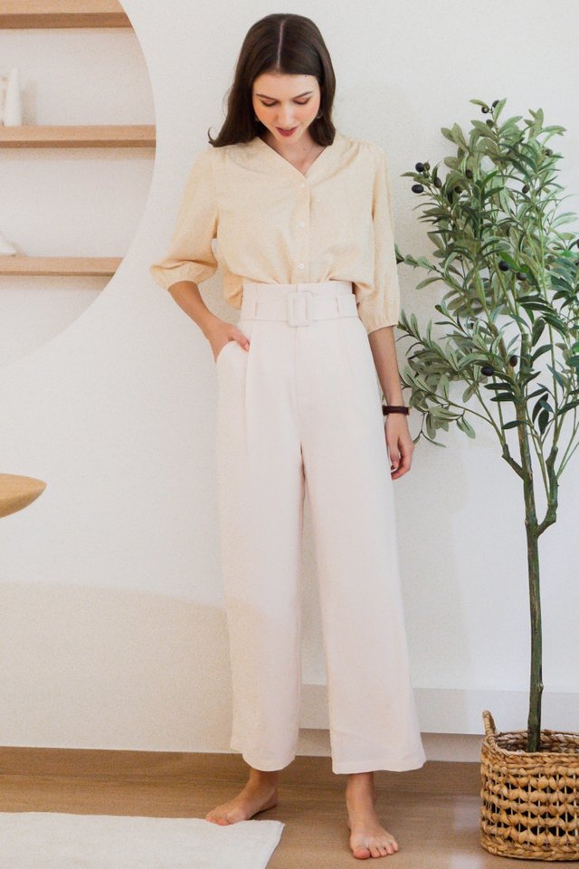 ACW Belted Flare Trousers in Ivory