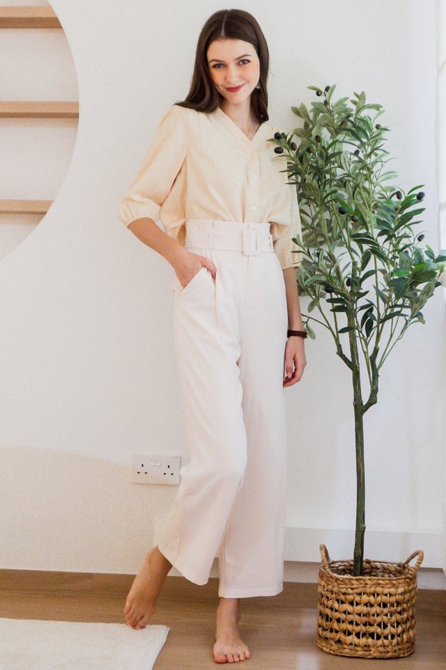 ACW Belted Flare Trousers in Ivory