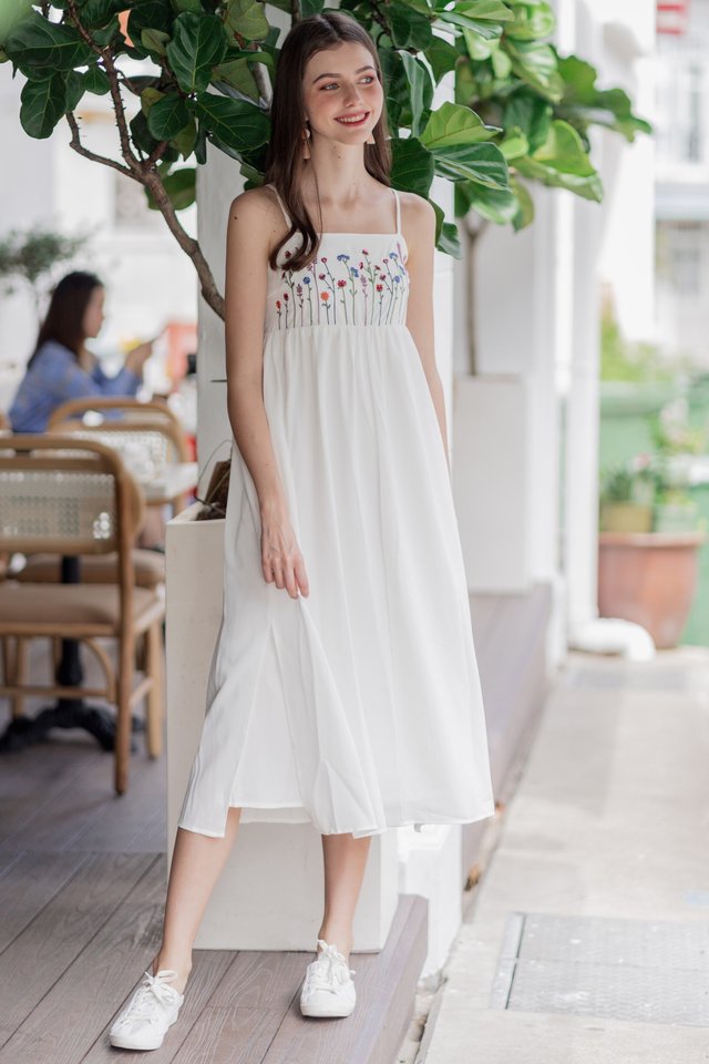 ACW Garden Floral Maxi Flowy Dress in White