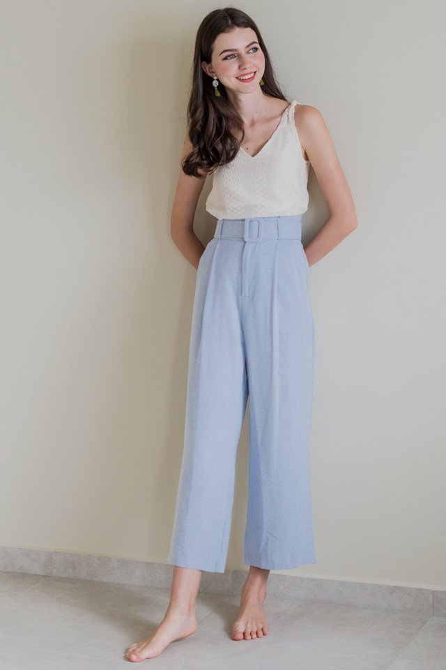 ACW Belted Flare Trousers in Sky Blue