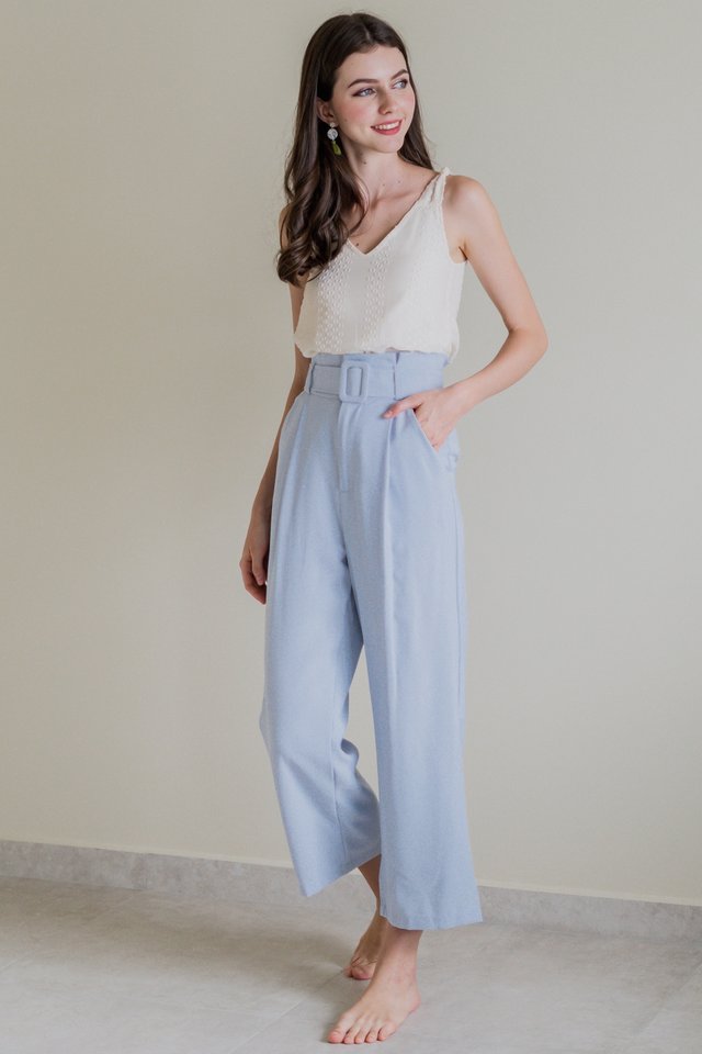 ACW Belted Flare Trousers in Sky Blue
