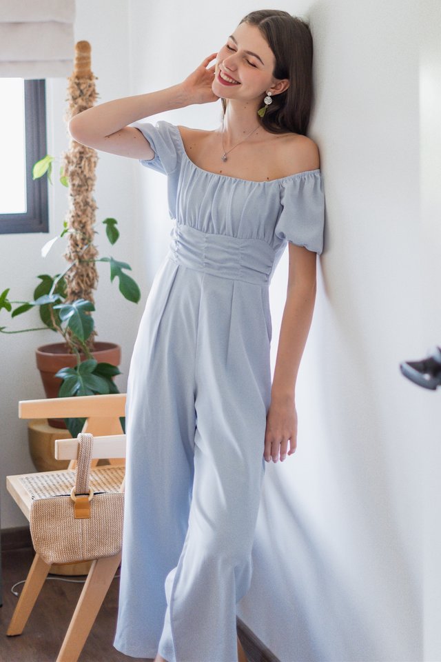 ACW Ruch Two Way Puff Sleeve Jumpsuit in Sky Blue