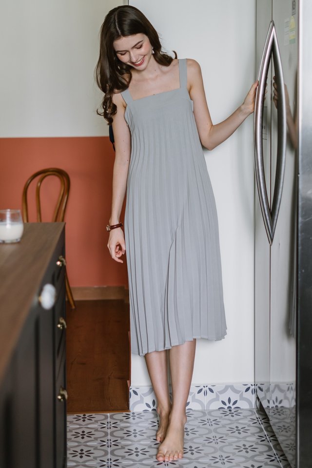 ACW Thick Strap Pleated Dress in Sage 