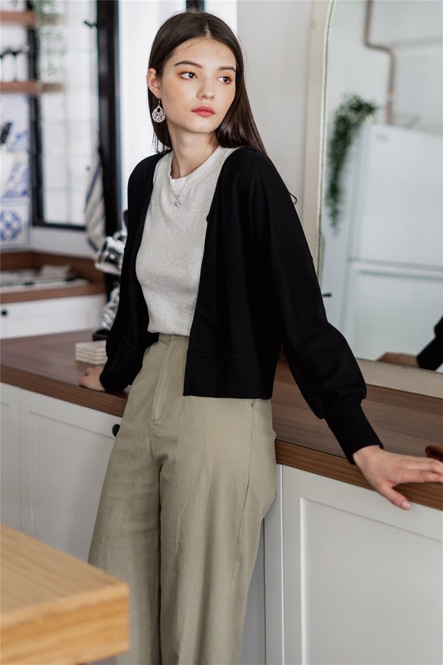 ACW Cropped Knit Cardigan in Black