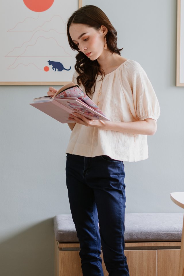 ACW Button Down Billow Blouse in Ivory