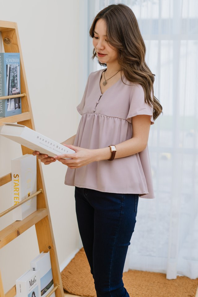 ACW Button Down Babydoll Top in Blush