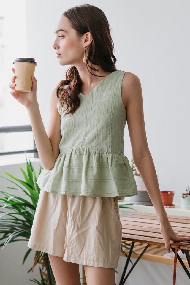 ACW Classic V Neck Swing Top in Seafoam