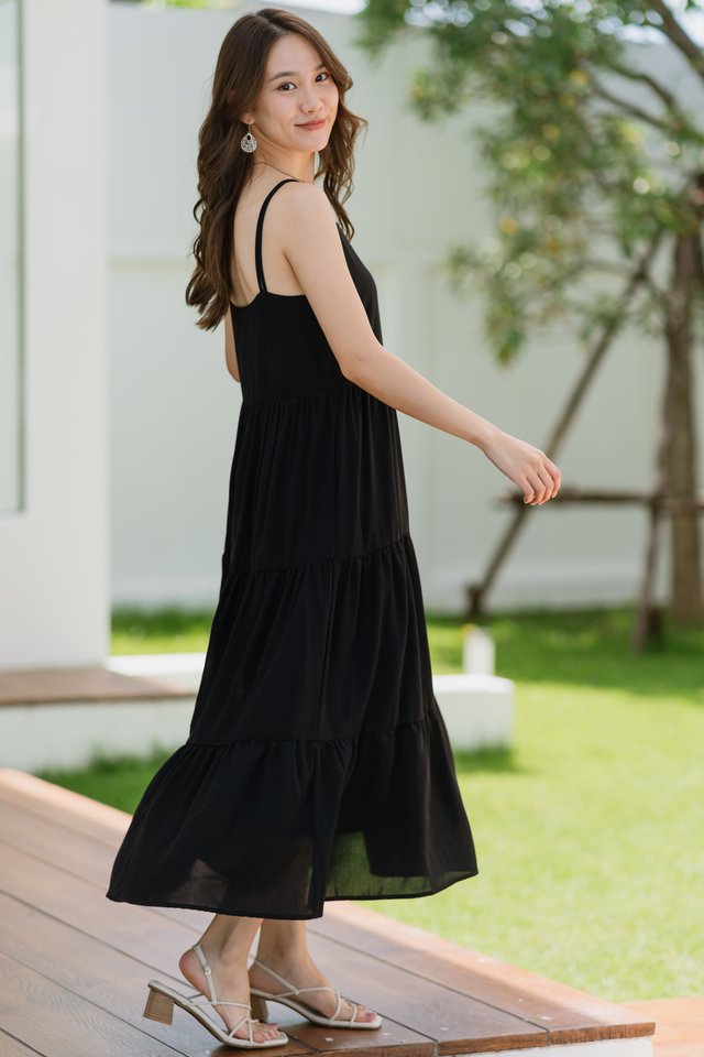 ACW Duo Strap Tiered Maxi Dress in Black