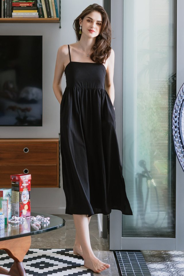 ACW Flowy Basic Cami Maxi Dress in Black